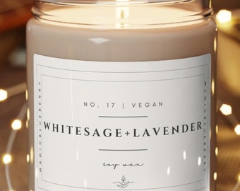 White Sage+Lavender Scented Vegan Soy Wax Candle Clear Candle, Spell Candle, Sassy Candle Vegan Candle Cotton Wick Candle Home Deco