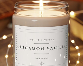 Cinnamon Vanilla Scented Vegan Soy Wax Candle Clear Jar Candle, Spell Candle, Sassy Candle Vegan Candle Cotton Wick Candle Home Deco