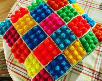Colourful building block crochet pattern