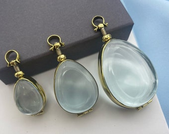 Gold Locket Memorial Necklace for Hair Glass Locket Necklace Gold