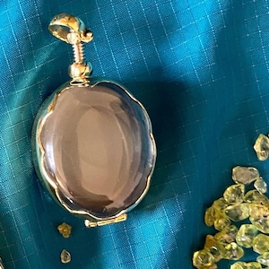 Crystals necklace holder oval gold locket for birthstones and keepsakes, choose your size, gold shaker locket, gift for her add your gem