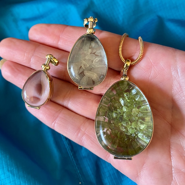 Colgante de oro con forma de lágrima para cristales, ideal para piedras de nacimiento y recuerdos. Elige tu tamaño. Colgante dorado con forma de lágrima. Regalo perfecto para ella. Añade tu gema.