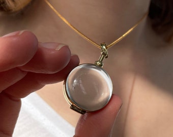 Beveled Glass Locket Necklace Personalized Heirloom Locket Necklace for Women I Love You to the Moon and Back Jewelry Christmas Necklace