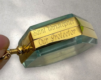 Grande medaglione esagonale a forma di alveare in oro profondo per gli amanti delle api, collana con medaglione in vetro inciso, medaglione placcato in oro, ciondolo con medaglione in oro