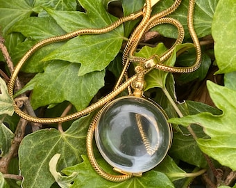 Grande medaglione in oro profondo Scegli la forma e il messaggio del medaglione Medaglione in vetro inciso Collana Medaglione placcato in oro Ciondolo a forma di cuore in oro