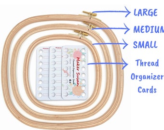 Embroidery Hoop Square BeechWood by Maker Susan, Cross Stitch Hoop Frame,Punch Needle Hoop,Embroidery Thread Organizer Cards,Premium Quality