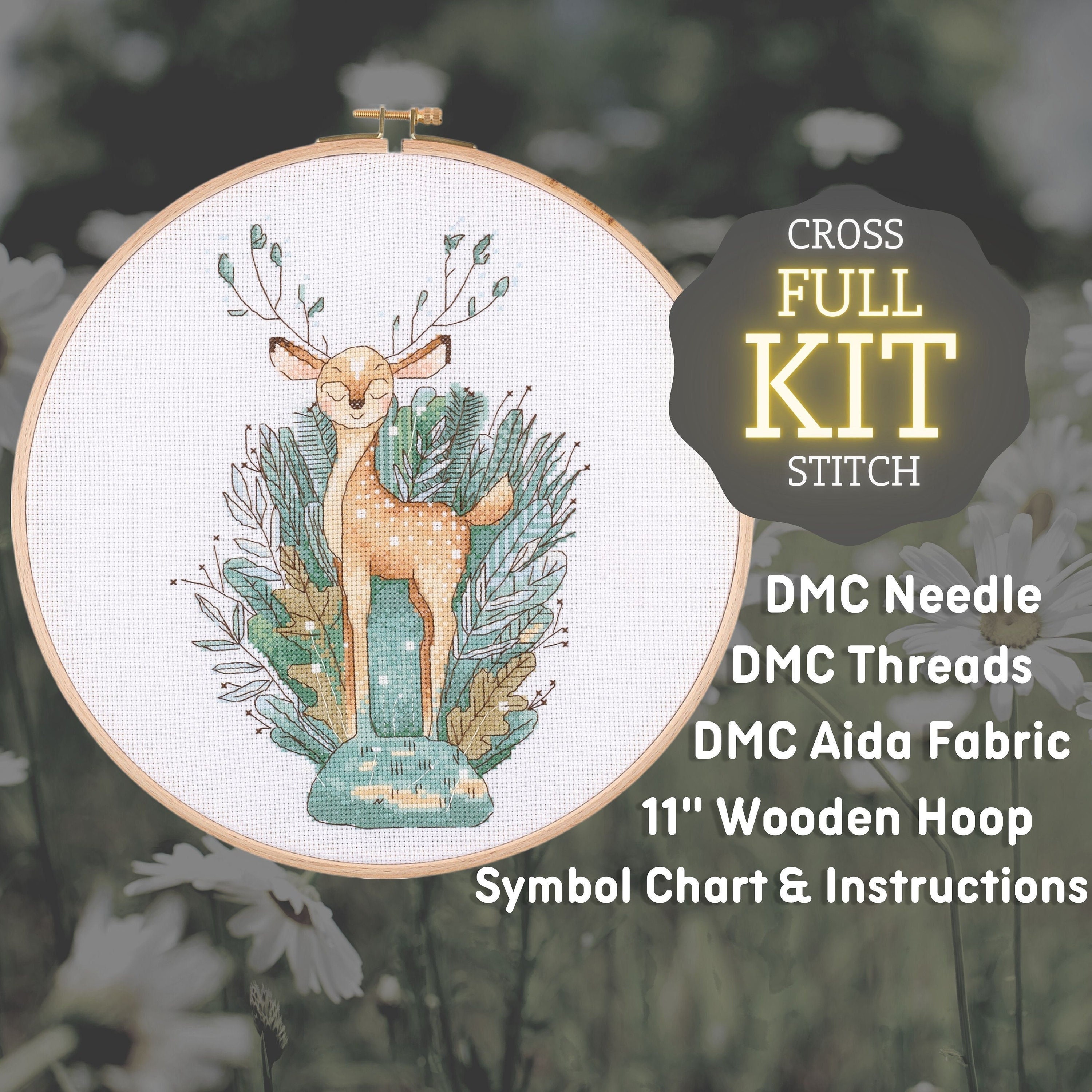 Maker Susan Whirligig Counted Cross Stitch Kits for Adults and Beginners  with Wooden Hoop, DMC Fabric, Threads and Needles, Embroidery Thread Floss