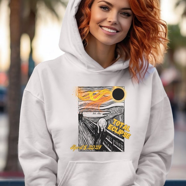 Total Solar Eclipse 2024 Once In A Lifetime Making Memories Art Lover Gift Path of Totality Blended Gilden Unisex Hoodie