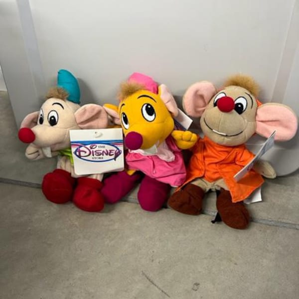 Vintage Cinderella Mice Bean Bag Plush Set - Disney, New with Tags