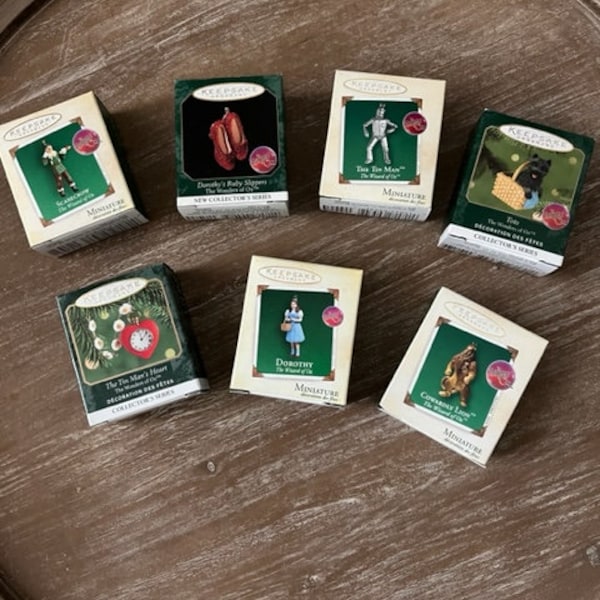 Wizard of Oz-Hallmark Keepsake Mini Ornaments-1998-2005-In original boxes in pristine condition. From a smoke free home/Stored in plastic.