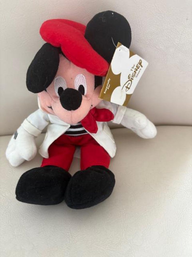 Vintage Mickey Mouse Disney Bean Bag plush with tags new in pristine condition- stored in plastic bins and comes from a smoke free home. bild 5