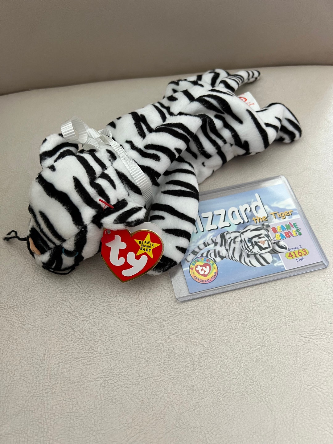 Vintage-ty-blizzard Tiger-beanie Baby-birth-12-12-96-mint Tags in
