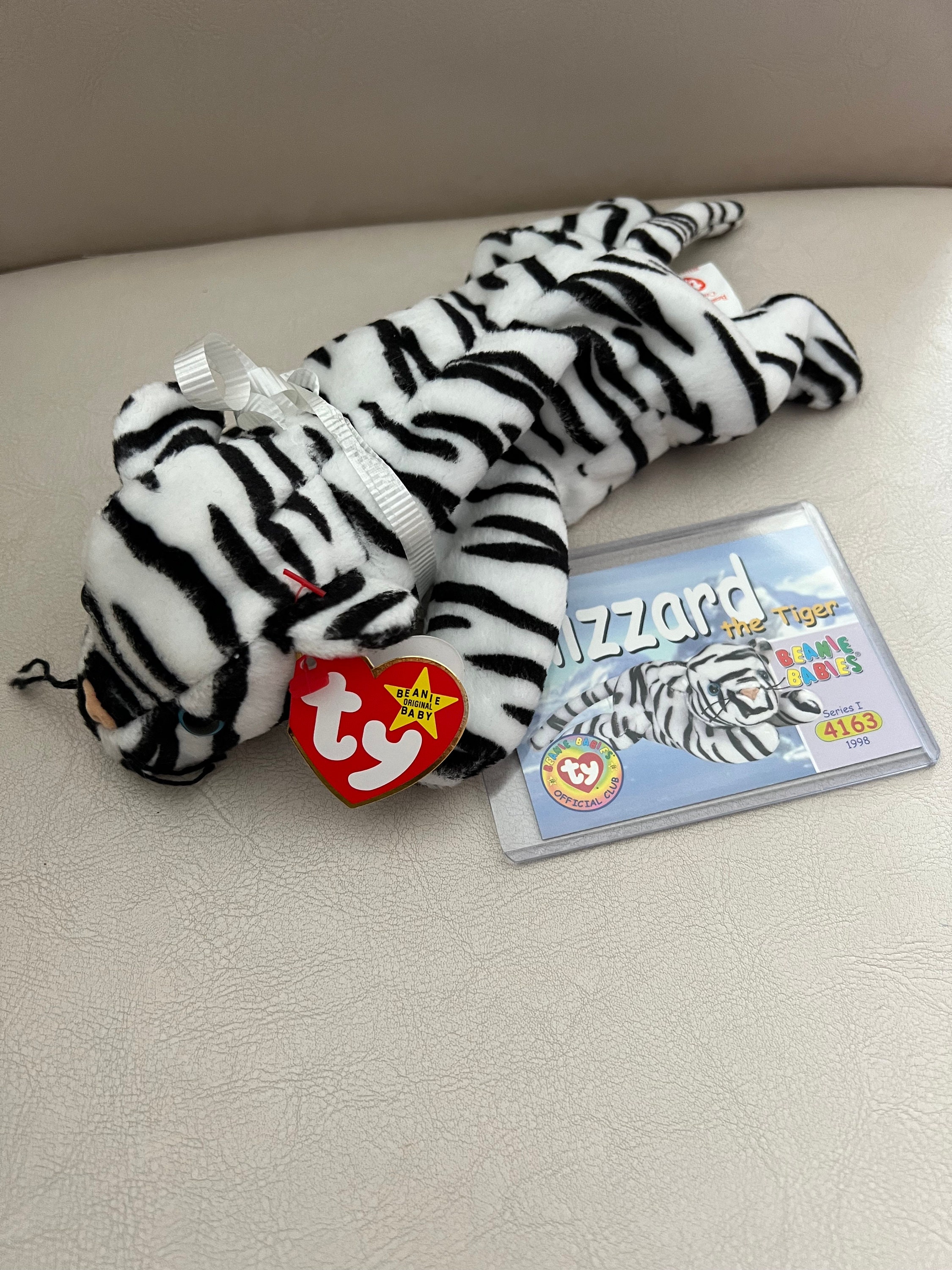 Vintage-ty-blizzard Tiger-beanie Baby-birth-12-12-96-mint Tags in