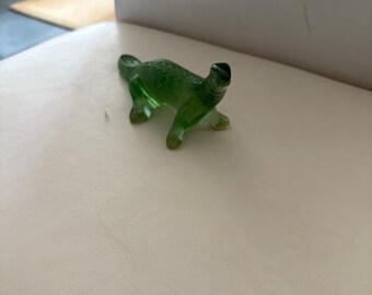 Vintage Lalique Green Crystal Dinosaur Figurine- in Great