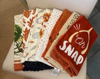 Vintage Thanksgiving Cotton Kitchen Towels - Fall Decor Set