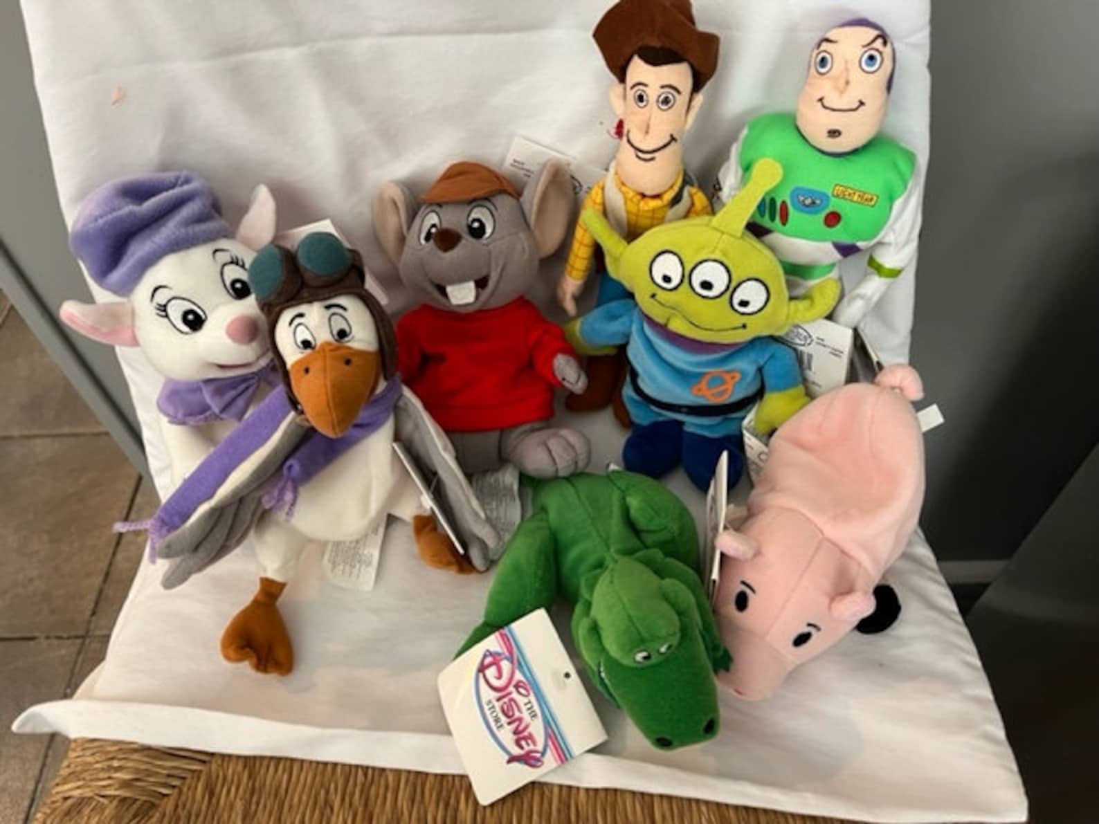 New Pristine Disney Bean Bag Plush Characters With Tags, Toy Story and