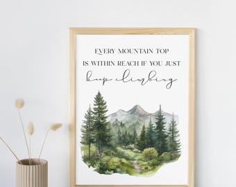 Keep Climbing | Watercolor Mountains| Motivational Poster | Classroom Decor | Mountain Theme | Wall Art | Classroom Theme | Digital Download