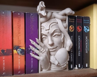 Large Medusa Book Nook Sculpture, Greek Mythology Shelf Décor, Unique Fantasy Bookends, 8.5 Inches Large Size