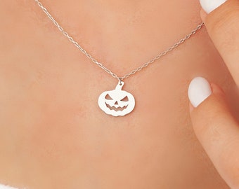 Dainty Pumpkin Halloween Gifts Necklace, Gold Pumpkin Pendant, Sterling Silver Pumpkin Jewelry, MAP014