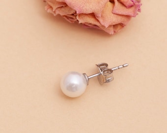 Round Pearl Earrings, Freshwater Pearl Stud Earrings, Natural Round Pearl Jewelry,Wedding Jewelry, Bridesmaids Gifts, Mom Gift