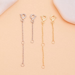 Gold, Rose Gold, Silver Extender Chain, 14K Solid Gold Adjustable Extender Chain for Necklace, Bracelet Extension Chain, 1, 2, 4&quot; Extender