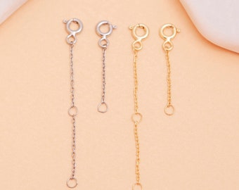 Gold, Rose Gold, Silver Extender Chain, 14K Solid Gold Adjustable Extender Chain for Necklace, Bracelet Extension Chain, 1, 2, 4" Extender