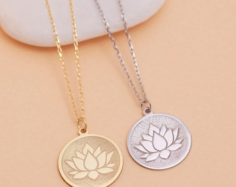 Silver Lotus Flower Necklace, Dainty Flower Pendant, Gold Lotus jewelry, Yoga jewelry, Flower Necklaces for Women, Gift for Mom