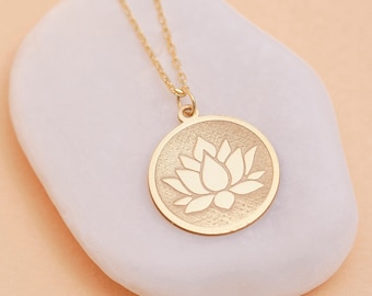 Gold Lotus Flower Necklace, Yoga Jewelry For Women, Dainty Meditation Necklace, Unique Mother's Day Gifts, Lotus Flower Pendant, Gifts