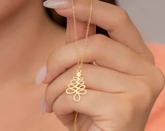 Gold Xmas Tree Necklaces, Minimalist Tree Pendants, Dainty Silver Tree Jewelry, Christmas Gifts For Mom, Women & Her, MCTN011