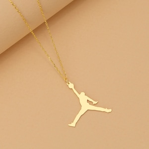 14K Gold Jordan Necklace for Girls and Boys, Nike Sports Jewelry, Gold ...
