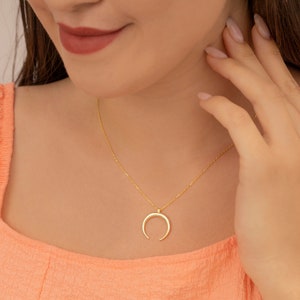 Silver Moon Necklace, Gold Crescent Moon Necklace, Dainty Moon jewelry, Christmas Gift for Her, Half moon Pendant, Minimalist Necklace image 1