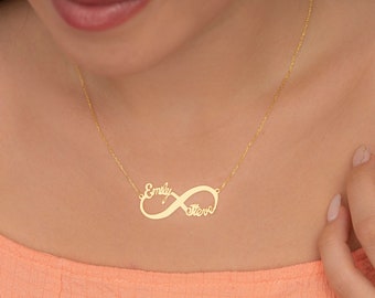 Gold Infinity Necklace, Sterling Silver Necklace, Personalized Necklace, Infinity Name Necklace, Gifts for Her, Halloween gift, MPIN011