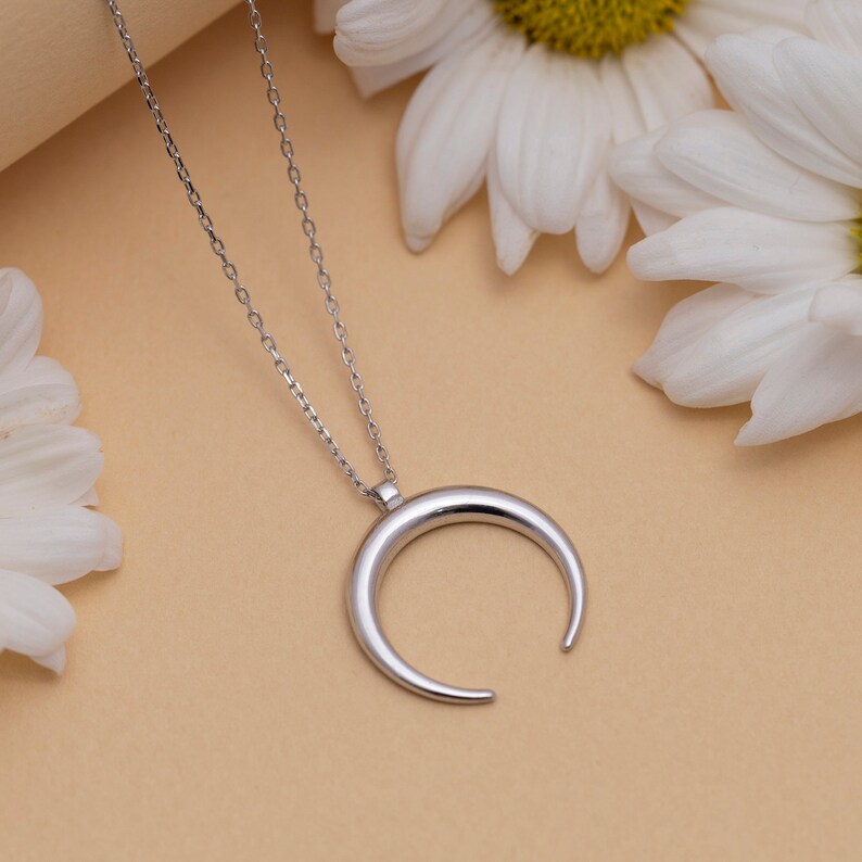 Silver Moon Necklace, Gold Crescent Moon Necklace, Dainty Moon jewelry, Christmas Gift for Her, Half moon Pendant, Minimalist Necklace image 5