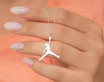 Silver Michael jordan Basketball Necklace, Gold Air jordan Pendant, Dainty Basketball jewelry, Michael Jordan Necklace, Gifts for Mother