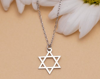 Star of Magen David Necklace, Gold judaica jewelry, Sterling Silver Tiny Star of David, Christmas Necklace, Star of David Jewelry, Gift Her