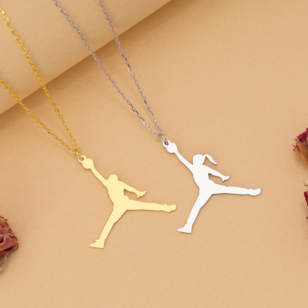 14K Gold Jordan Necklace for Girls and Boys, Nike Sports Jewelry, Gold & Silver Basketball
