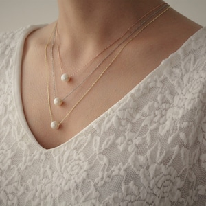 Elegant Freshwater Gold Pearl Necklace, Bridal Single Pearl Necklace, Dainty Pearl Jewelry for Women, Unique Gift for Her, Bridesmaid Gifts