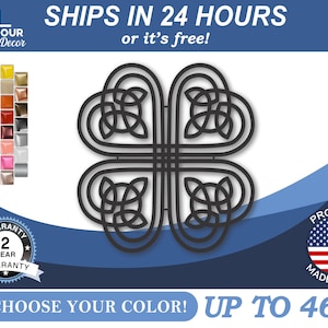 Metal Celtic Four Leaf Clover Wall Art | St Patrick&#39;s Day Metal Sign | 22 Color Options