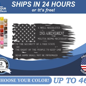 Metal American Amendment Flag Wall Art - 22 Color Options