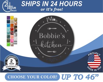 Metal Kitchen Sign, Round Wall Decor | 16 Gauge Steel | 22 Color Options | Powder Coat Finish