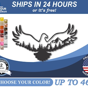 Metal Eagle Mountain Wall Art| Metal Landscape Sign | 22 Color Options