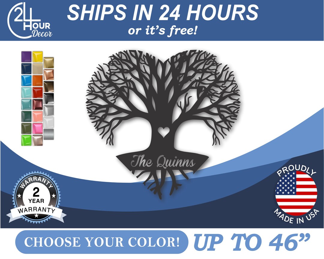 Metal Custom Tree of Love Wall Art Custom Metal Wedding Anniversary