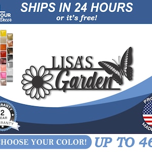 Personalized Garden Metal Sign | Custom Metal Garden Art | 22 Color Options