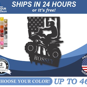 Custom Metal American Quad Rider Wall Art | 22 Color Options