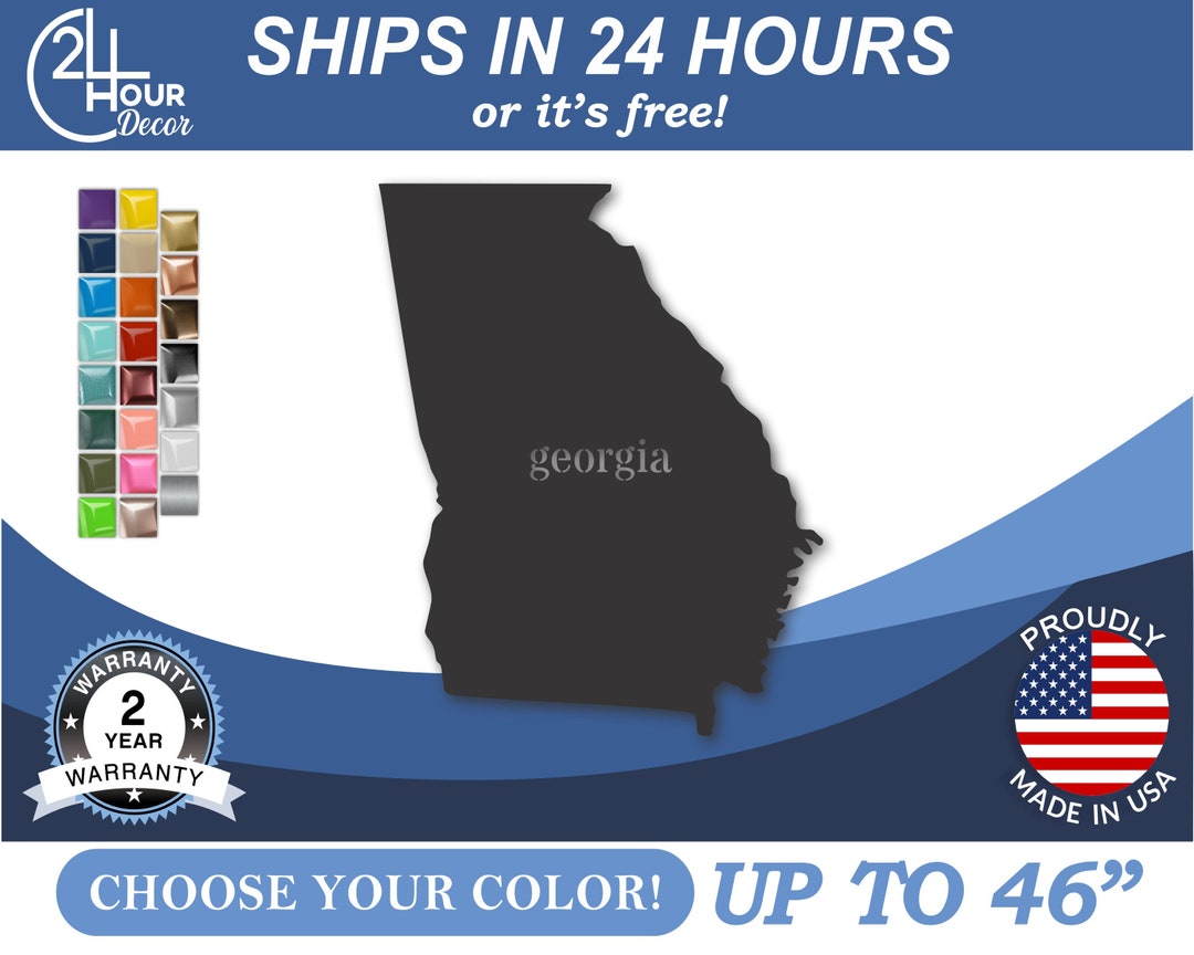 Metal Georgia Wall Art - Custom Metal US State Sign - 22 Color Options ...