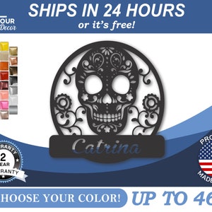 Custom Sugar Skull Metal Wall Art | Metal Sugar Skull Wall Decor | 22 Color Options