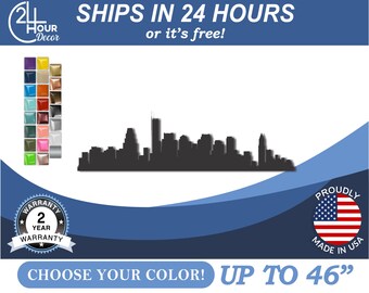 Metal Boston Skyline | Outdoor Powder Coated Steel Silhouette | 16 Gauge | 22 Color Options