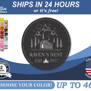 Metal Mountain Cabin Wall Art | Metal Rustic Home Decor | 22 Color Options