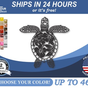 Metal Sea Turtle Wall Art | Tropical Marine Life Home Decor | 22 Color Options