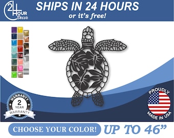 Metal Sea Turtle Wall Art | Tropical Marine Life Home Decor | 22 Color Options